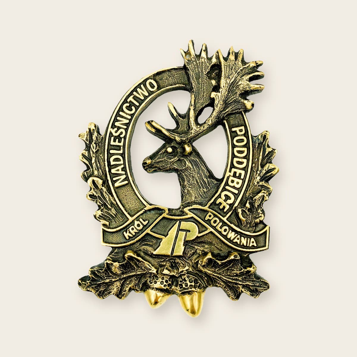 Ażurowy medal Król Polowania z danielem — mosiądz odlewany